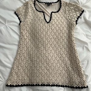 Crocheted knit top INC